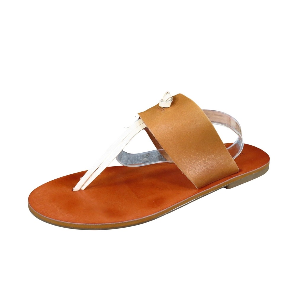 Lucky Brand Womens Thong Slide Sandals Size 6.5 Summer Beach Tan Brown Leather